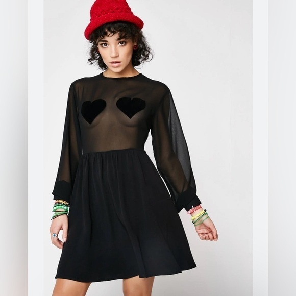 Rare Lazy Oaf Flock Heart Dress - Picture 1 of 5